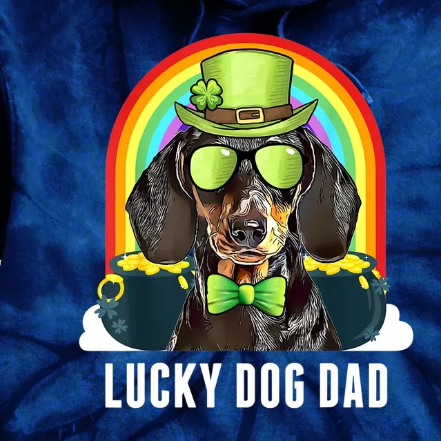 St Patricks Day Lucky Dachshund Dog Dad Gift Tie Dye Hoodie