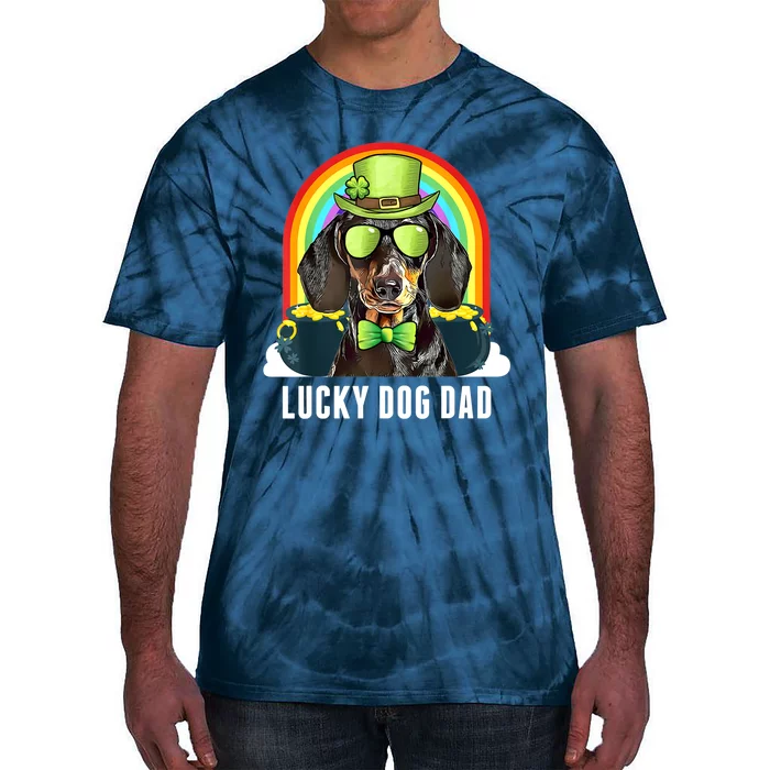 St Patricks Day Lucky Dachshund Dog Dad Gift Tie-Dye T-Shirt