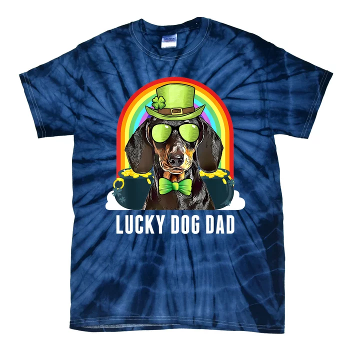 St Patricks Day Lucky Dachshund Dog Dad Gift Tie-Dye T-Shirt