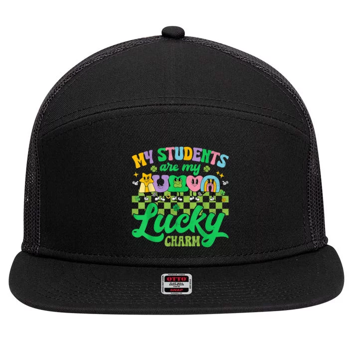 St Patricks Day Teacher Shirt My Students Are My Lucky Charm 7 Panel Mesh Trucker Snapback Hat