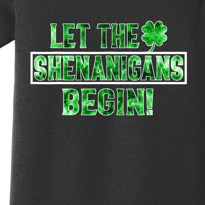 St Patricks Day Shirts Let The Shenanigans Begin Tie Dye Baby Bodysuit