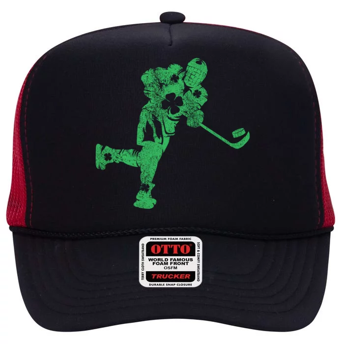 St Patricks Day Hockey Irish Boy Saint PaddyS Shamrock High Crown Mesh Trucker Hat