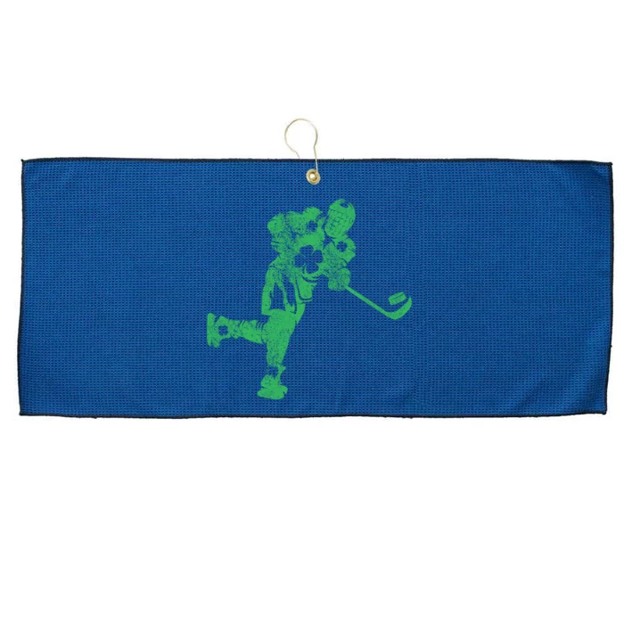 St Patricks Day Hockey Irish Boy Saint PaddyS Shamrock Large Microfiber Waffle Golf Towel