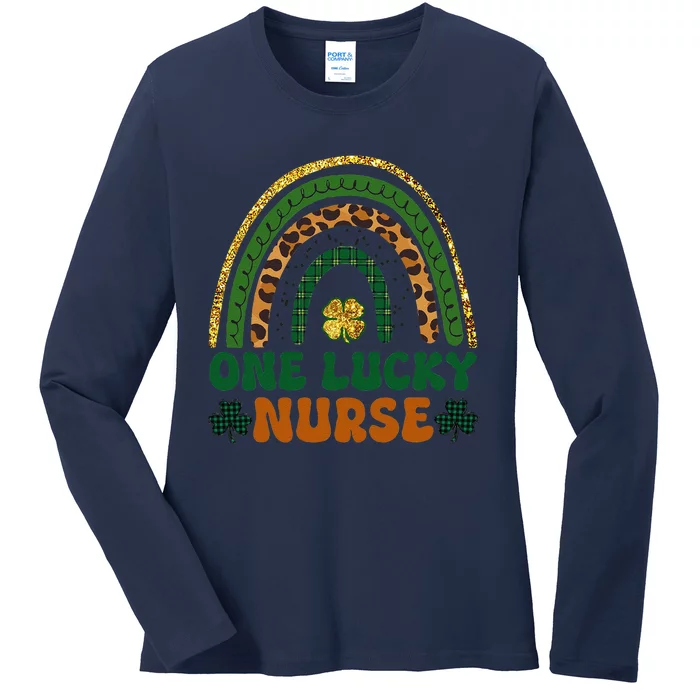 St Patricks Day One Lucky Nurse Women Nurses Ladies Long Sleeve Shirt