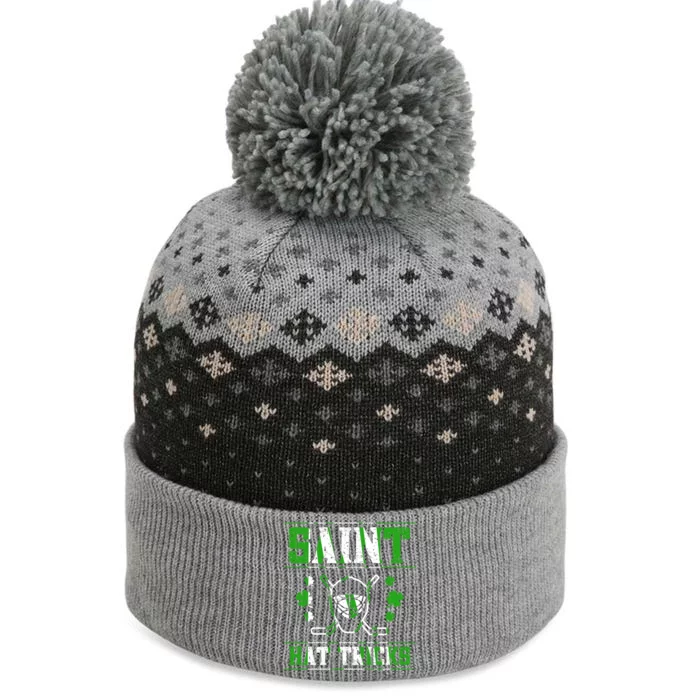 St Patrick`s Day Irish Saint Hat Tricks Lucky Hockey Green Gift The Baniff Cuffed Pom Beanie