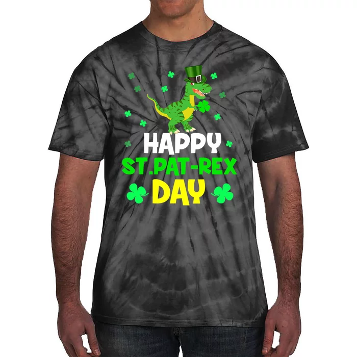 St Patricks Day Dinosaur Dino Saurus Irish Shamrock Boy Tie-Dye T-Shirt