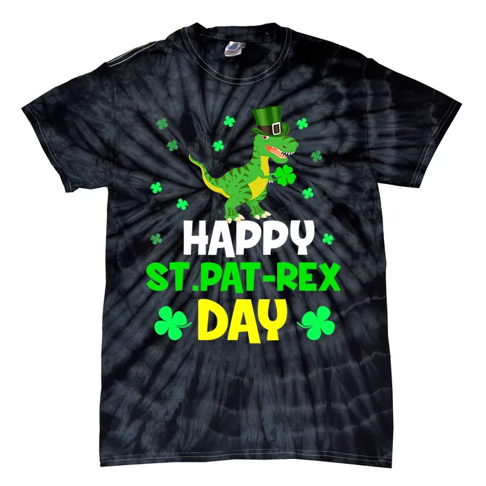 St Patricks Day Dinosaur Dino Saurus Irish Shamrock Boy Tie-Dye T-Shirt