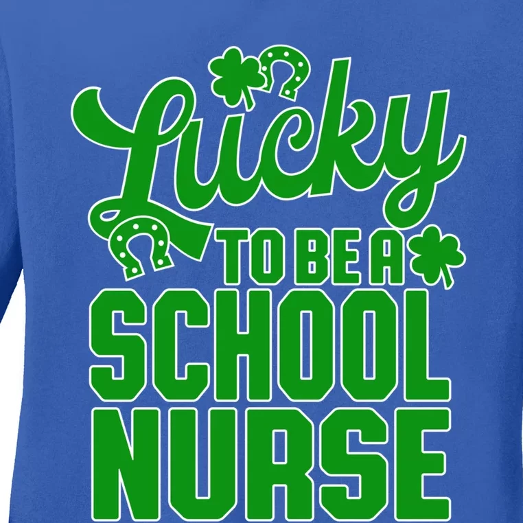 St Patrick's Day School Nurse Design Gift Ladies Long Sleeve Shirt