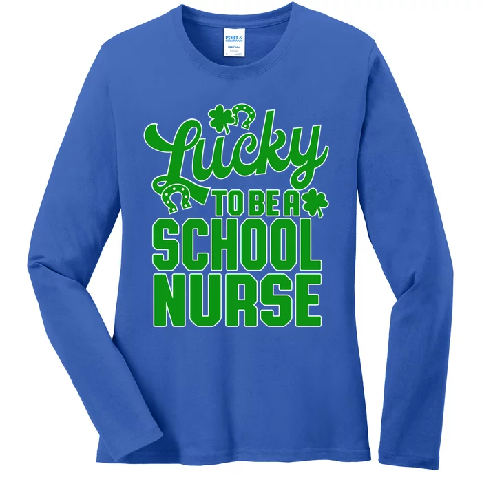 St Patrick's Day School Nurse Design Gift Ladies Long Sleeve Shirt