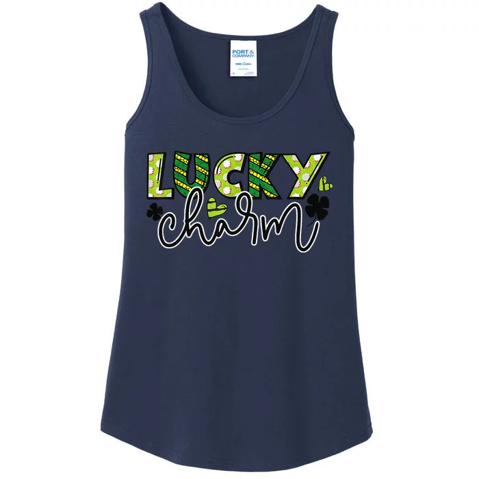 St Patrick Day Lucky Buffalo Plaid Graphic Ladies Essential Tank