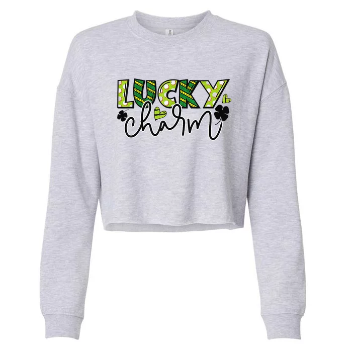 St Patrick Day Lucky Buffalo Plaid Graphic Cropped Pullover Crew