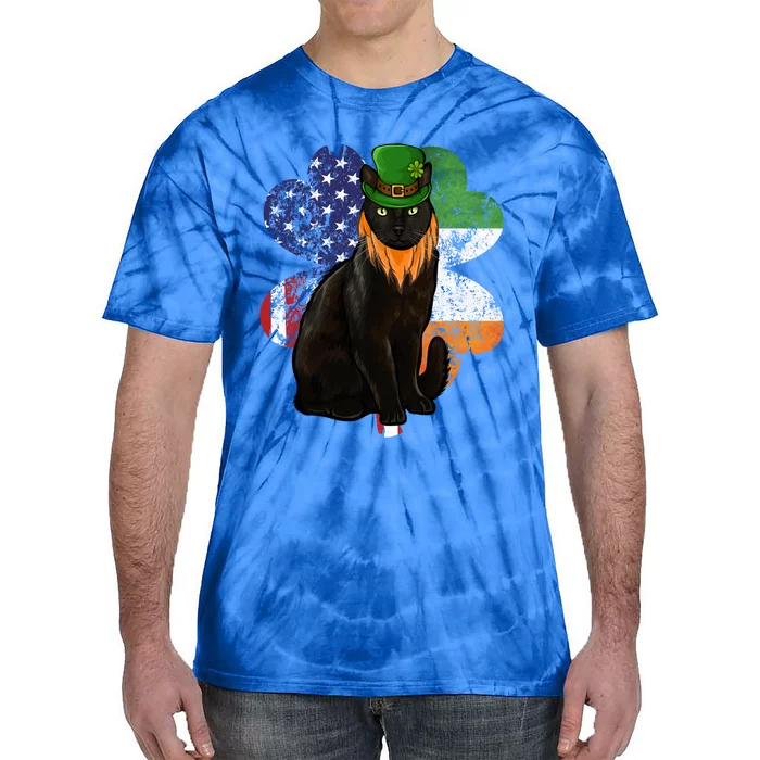 St Patricks Day Irish American Flag Bombay Cat Gift Tie-Dye T-Shirt