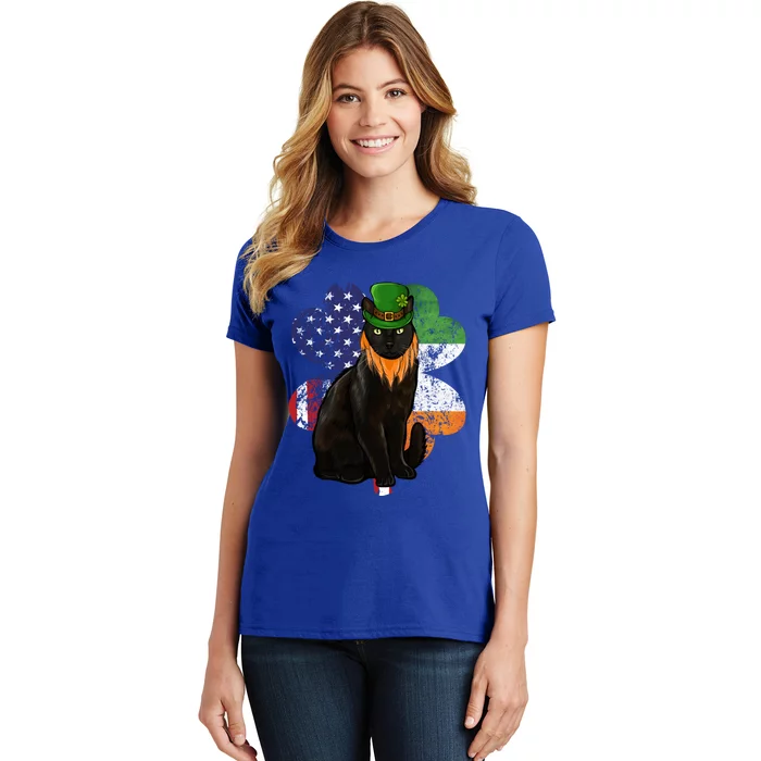 St Patricks Day Irish American Flag Bombay Cat Gift Women's T-Shirt