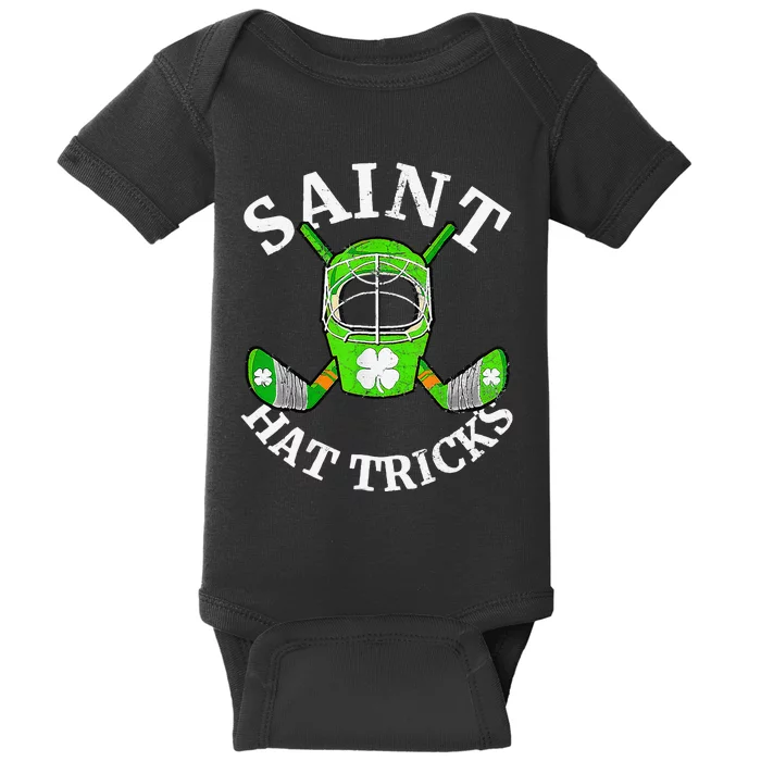 St Patricks Day Saint Hat Tricks Hockey Shamrocks Baby Bodysuit