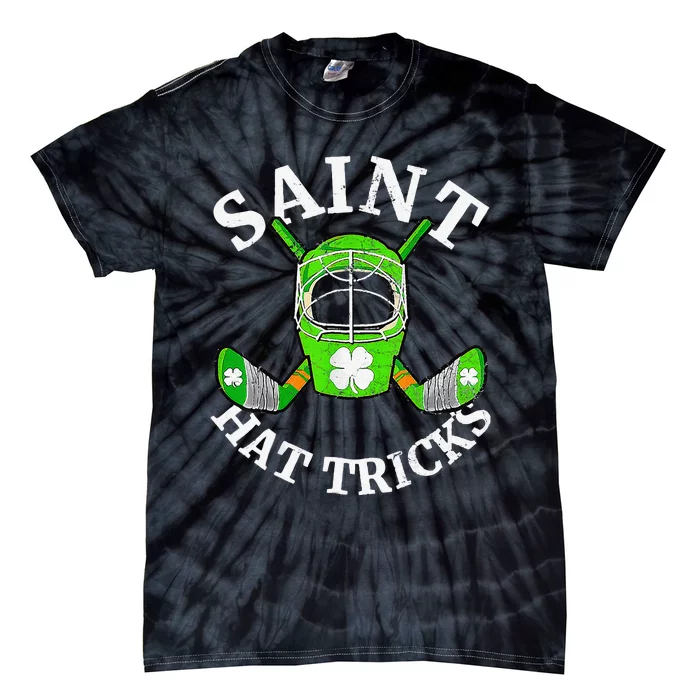 St Patricks Day Saint Hat Tricks Hockey Shamrocks Tie-Dye T-Shirt