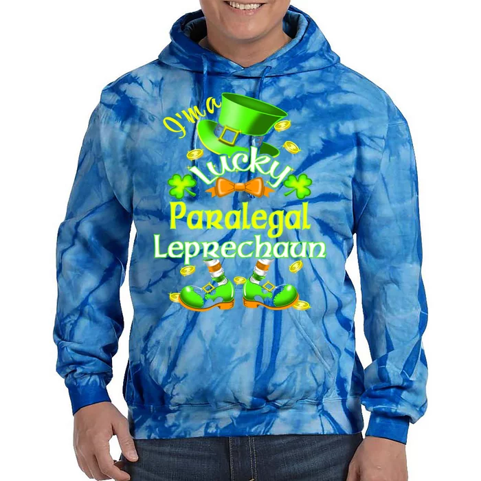 St Patrick's Day Paralegal Costume I'm A Lucky Leprechaun Funny Gift Tie Dye Hoodie