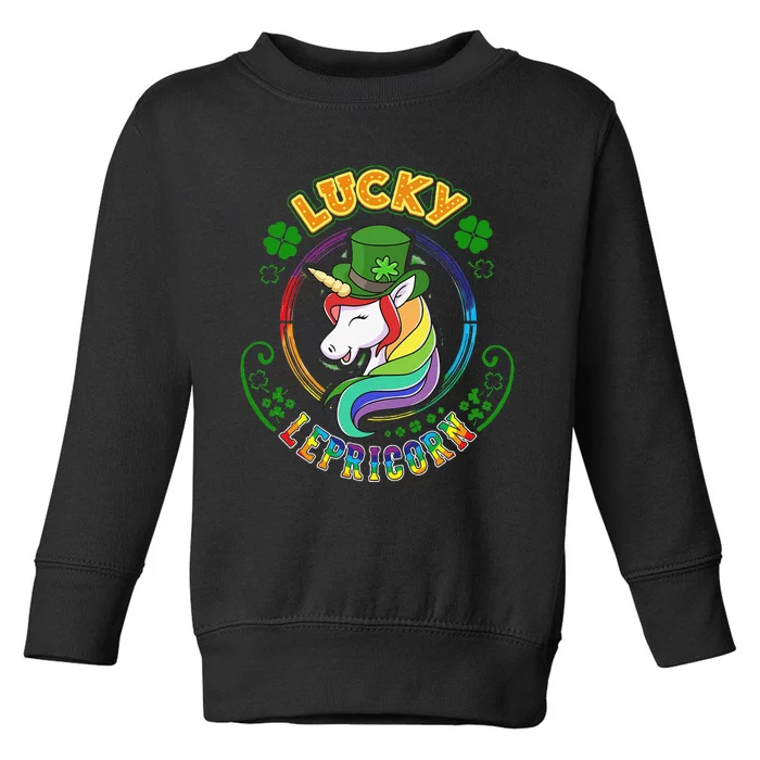 Saint Patrick's Day Unicorn Lucky Lepricorn Toddler Sweatshirt