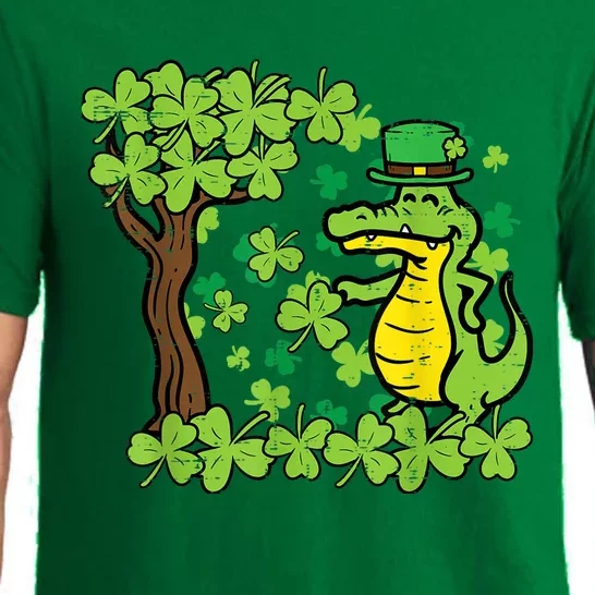 St Patrick Day Alligator Shamrock Saint Pattys Pajama Set