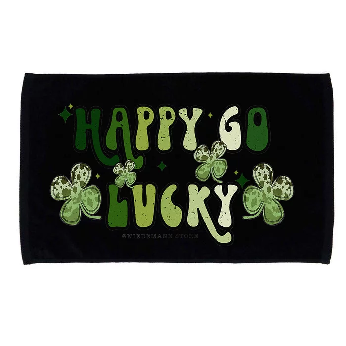 St Patricks Day Happy Go Lucky Shamrock Irish Retro Groovy Microfiber Hand Towel