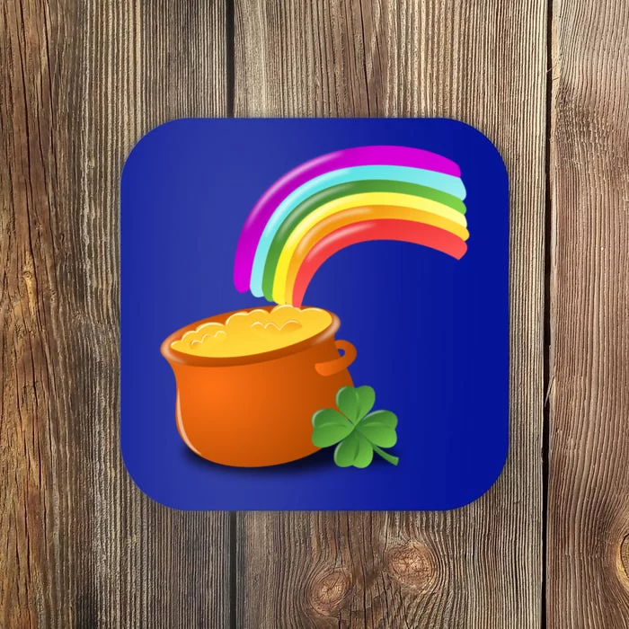 St Patrick's Day Leprechaun's Pot Of Gold At End Of Rainbow Cool Gift Coaster