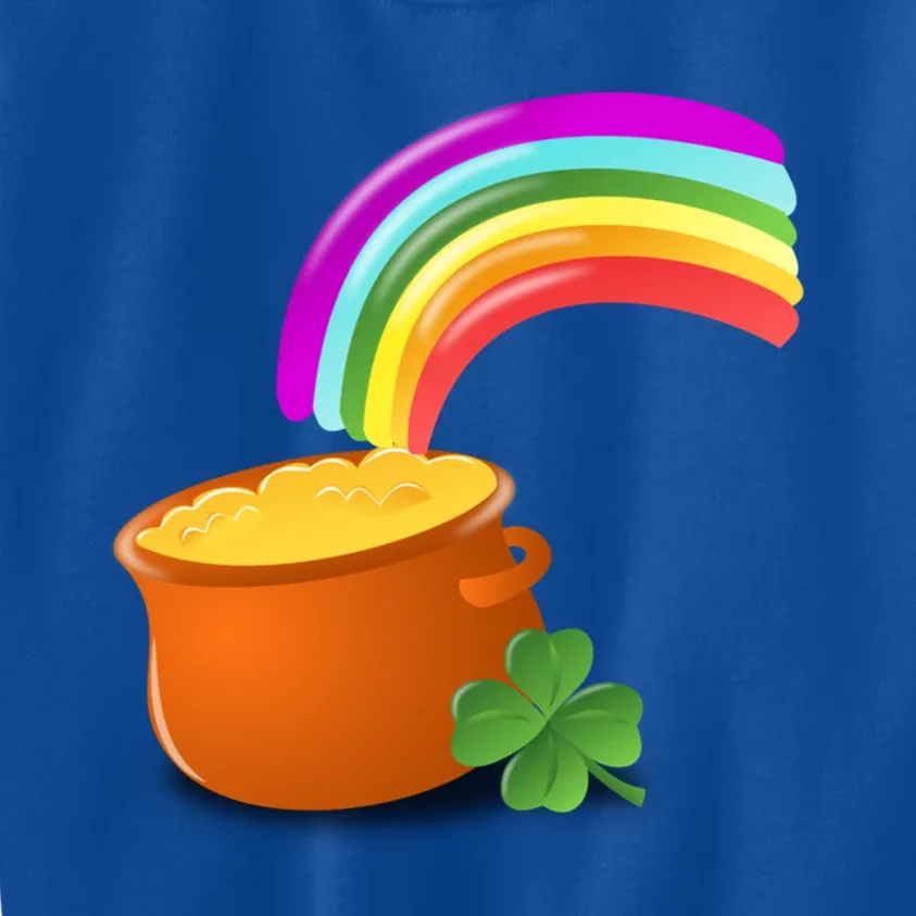 St Patrick's Day Leprechaun's Pot Of Gold At End Of Rainbow Cool Gift Kids Sweatshirt