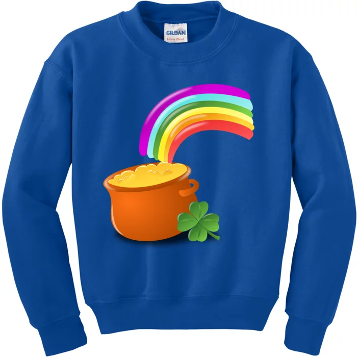 St Patrick's Day Leprechaun's Pot Of Gold At End Of Rainbow Cool Gift Kids Sweatshirt