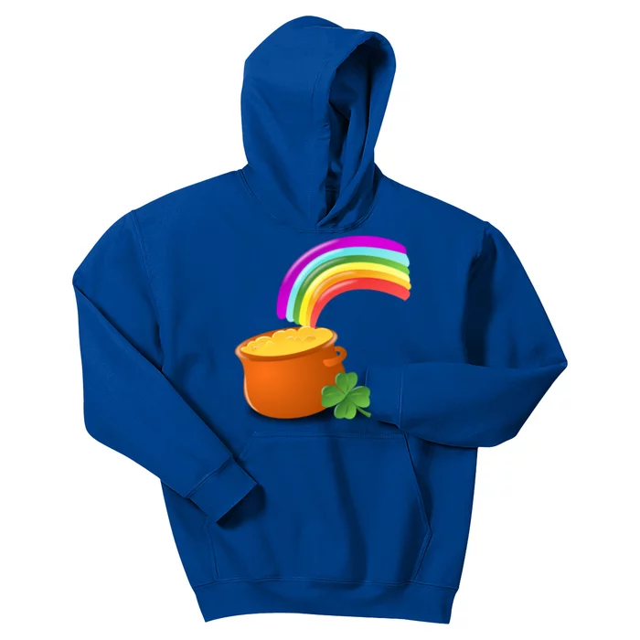 St Patrick's Day Leprechaun's Pot Of Gold At End Of Rainbow Cool Gift Kids Hoodie