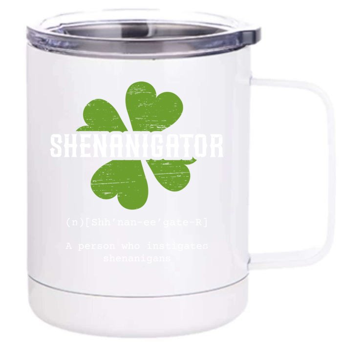 St Patricks Day Irish Shenanigator Lucky Funny Cloverleaf Gift Front & Back 12oz Stainless Steel Tumbler Cup