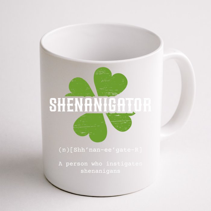 St Patricks Day Irish Shenanigator Lucky Funny Cloverleaf Gift Front & Back Coffee Mug