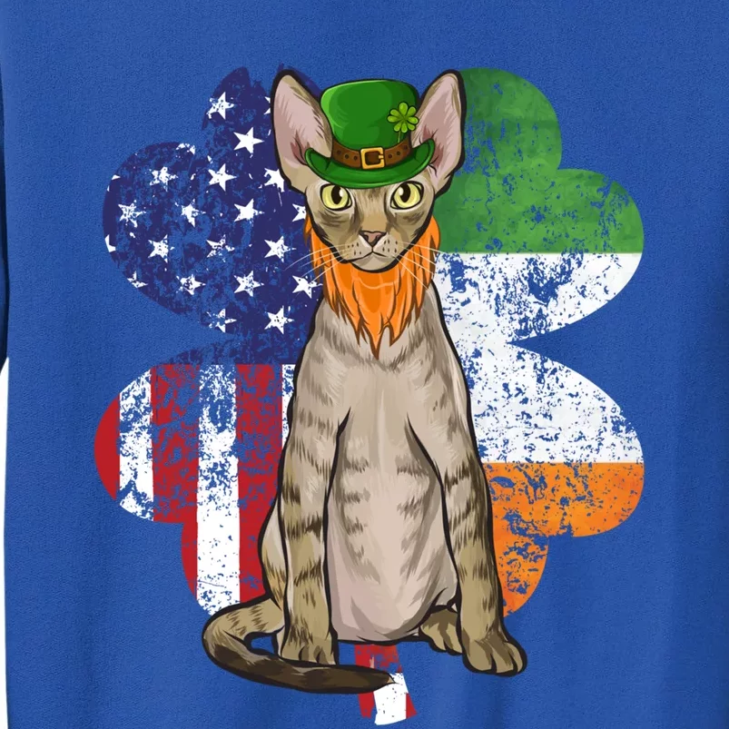 St Patricks Day Irish American Flag Devon Rex Cat Gift Sweatshirt