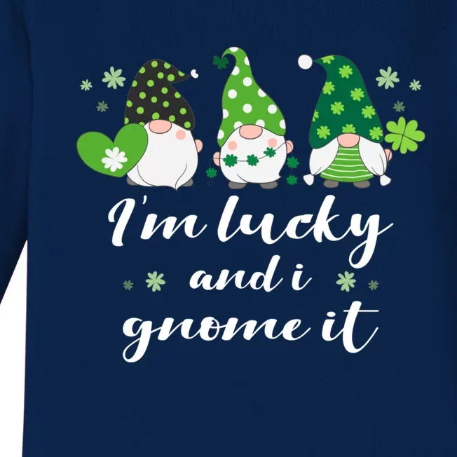 St Patricks Day Green Gnomes Funny Saying Irish Funny Gift Baby Long Sleeve Bodysuit