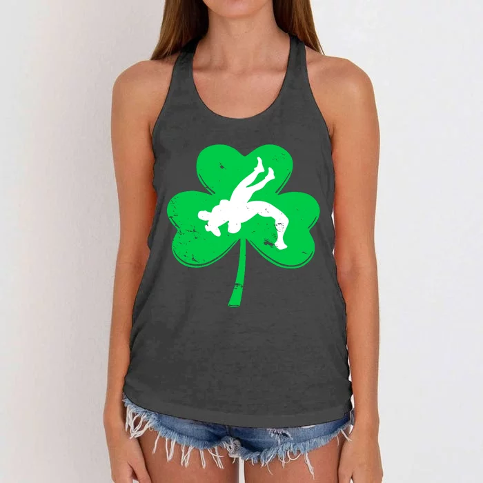 St. PatrickS Day Wrestling Shamrock Women's Knotted Racerback Tank