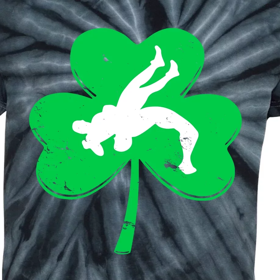 St. PatrickS Day Wrestling Shamrock Kids Tie-Dye T-Shirt