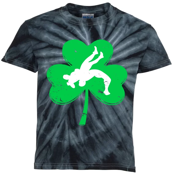 St. PatrickS Day Wrestling Shamrock Kids Tie-Dye T-Shirt