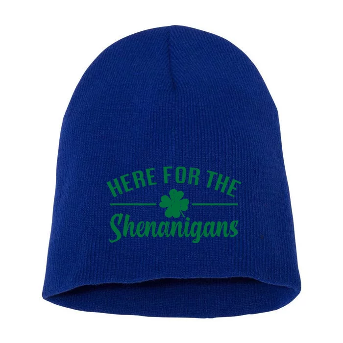 St Patricks Day Funny Here For Shenanigans St Patricks Day Gift Short Acrylic Beanie