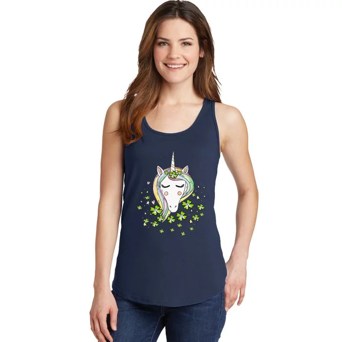 St Patricks Day Shamrock Unicorn Irish Green Ladies Essential Tank