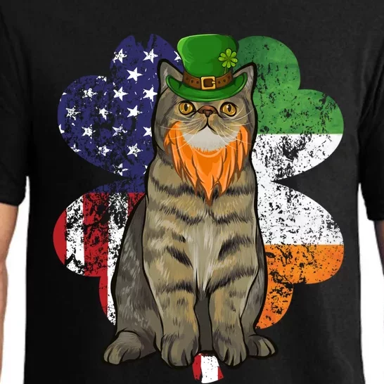 St Patricks Day Irish American Flag Exotic Shorthair Cat Gift Pajama Set