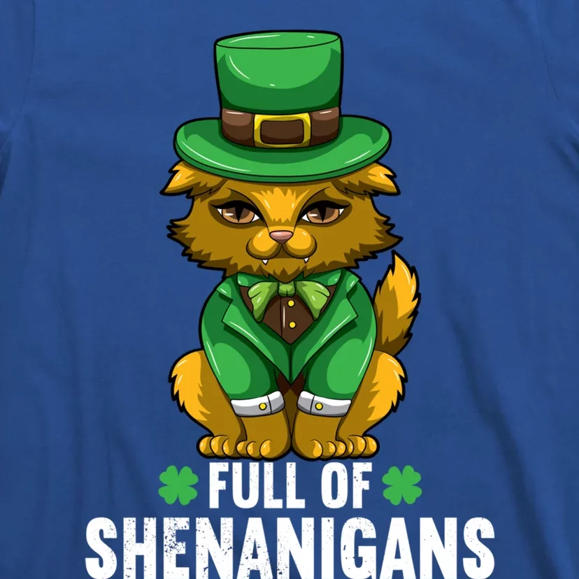 St Patricks Day Cat Full Of Shenanigans Gift T-Shirt