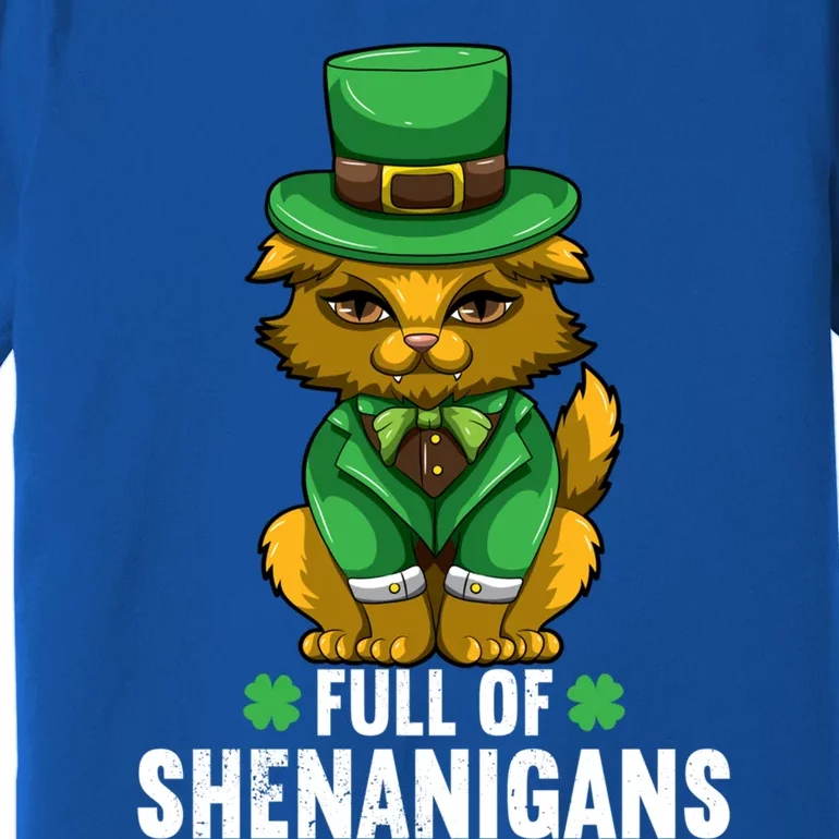 St Patricks Day Cat Full Of Shenanigans Gift Premium T-Shirt