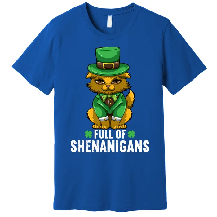 St Patricks Day Cat Full Of Shenanigans Gift Premium T-Shirt