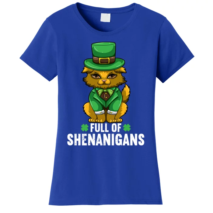 St Patricks Day Cat Full Of Shenanigans Gift Women's T-Shirt