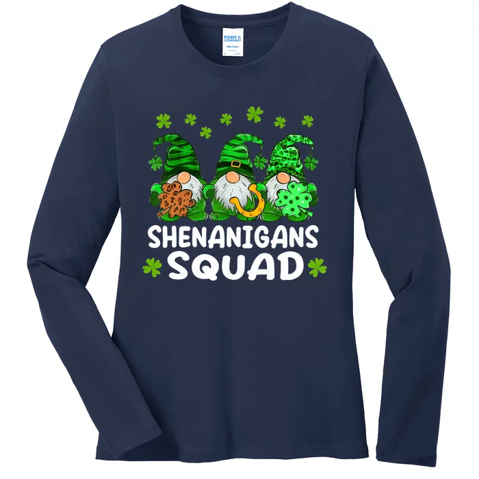 St Patricks Day Shenanigans Squad Gnomes Green Funny Irish Ladies Long Sleeve Shirt