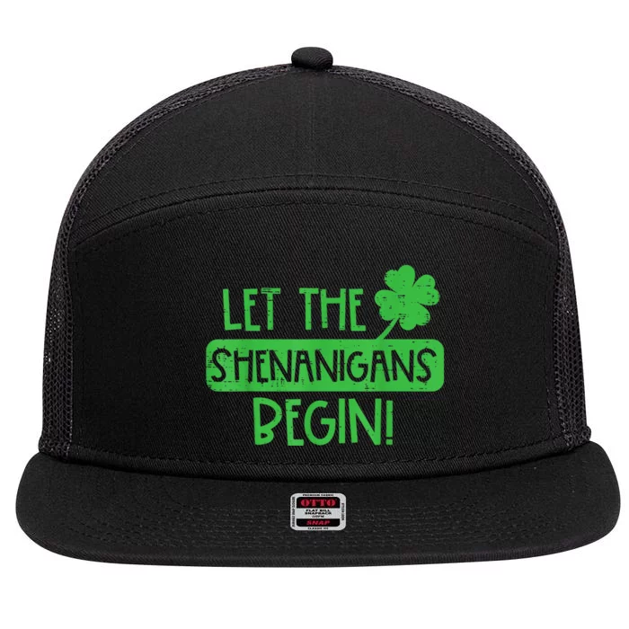 St Patricks Day Let The Shenanigans Begin 7 Panel Mesh Trucker Snapback Hat