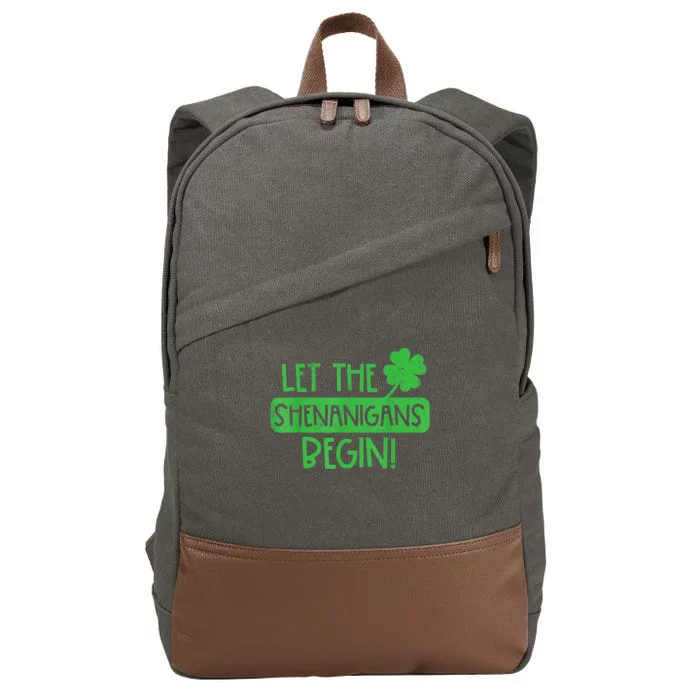 St Patricks Day Let The Shenanigans Begin Cotton Canvas Backpack