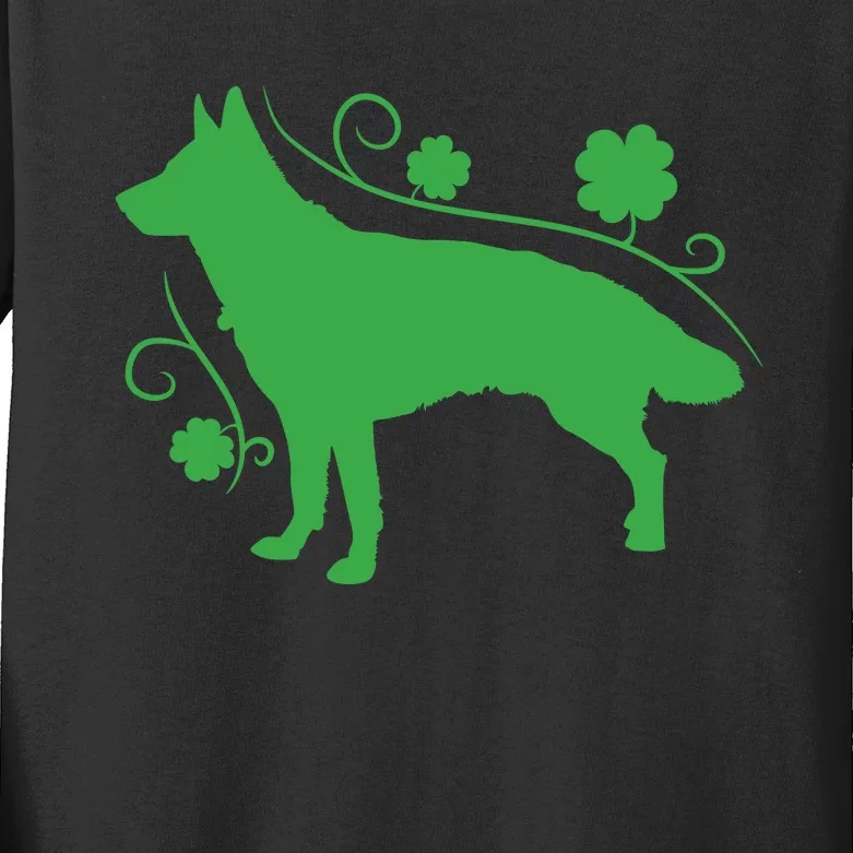 St Patricks Day Green Dog Kids Long Sleeve Shirt