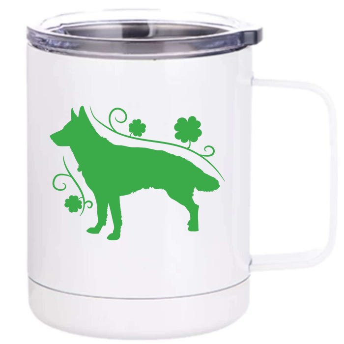 St Patricks Day Green Dog Front & Back 12oz Stainless Steel Tumbler Cup