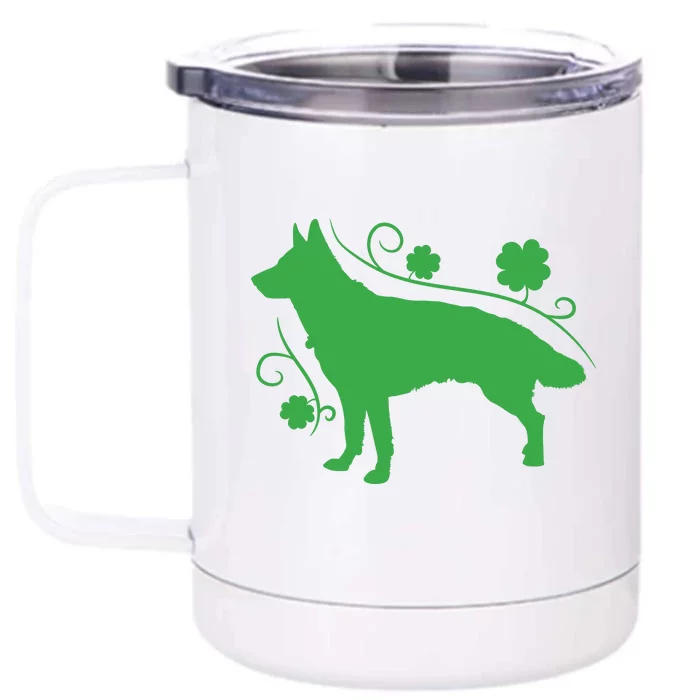 St Patricks Day Green Dog Front & Back 12oz Stainless Steel Tumbler Cup