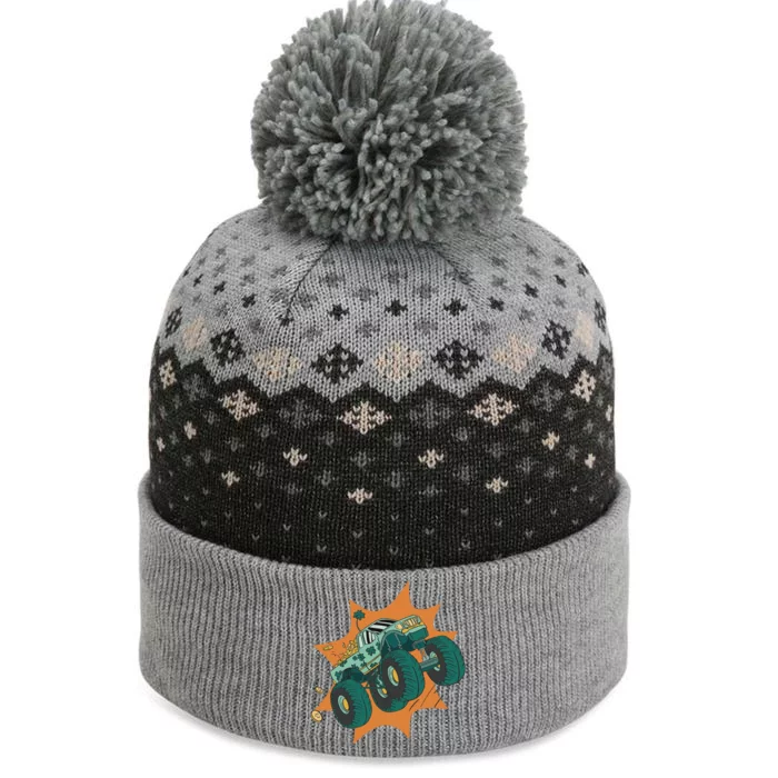 St Patrick's Day Monster Truck The Baniff Cuffed Pom Beanie