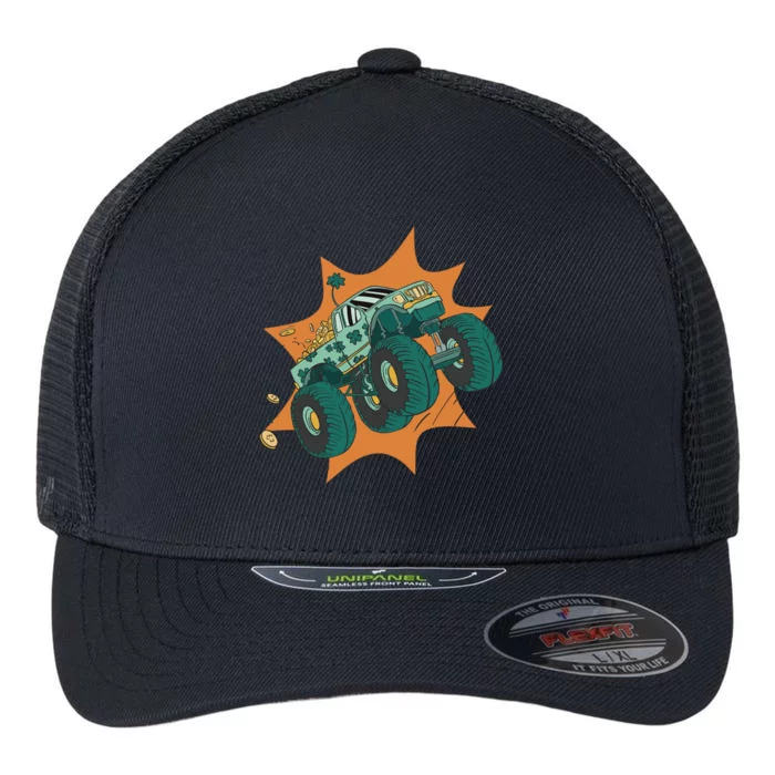 St Patrick's Day Monster Truck Flexfit Unipanel Trucker Cap