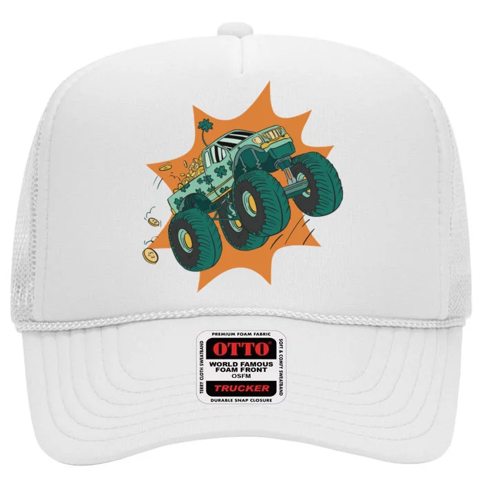 St Patrick's Day Monster Truck High Crown Mesh Trucker Hat